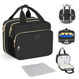 Insulated Breastmilk Cooler Bag Baby Bottle Pump Storage Travel Tote Black